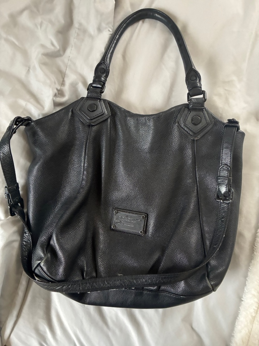 Marc Jacobs Black Pebbled Leather Fran